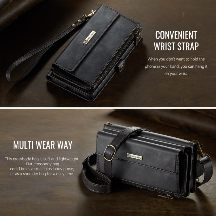 For Samsung Galaxy A53 CaseMe C39 RFID Blocking Zipper Wallet Leather Phone Case with Crossbody Strap(Black) - Galaxy Phone Cases by CaseMe | Online Shopping UK | buy2fix