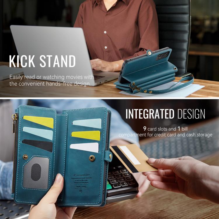 For Samsung Galaxy A53 CaseMe C39 RFID Blocking Zipper Wallet Leather Phone Case with Crossbody Strap(Green) - Galaxy Phone Cases by CaseMe | Online Shopping UK | buy2fix