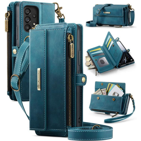 For Samsung Galaxy A53 CaseMe C39 RFID Blocking Zipper Wallet Leather Phone Case with Crossbody Strap(Green) - Galaxy Phone Cases by CaseMe | Online Shopping UK | buy2fix