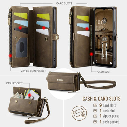 For Samsung Galaxy A54 5G CaseMe C39 RFID Blocking Zipper Wallet Leather Phone Case with Crossbody Strap(Coffee) - Galaxy Phone Cases by CaseMe | Online Shopping UK | buy2fix