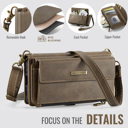 For Samsung Galaxy A54 5G CaseMe C39 RFID Blocking Zipper Wallet Leather Phone Case with Crossbody Strap(Coffee) - Galaxy Phone Cases by CaseMe | Online Shopping UK | buy2fix