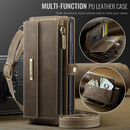 For Samsung Galaxy A54 5G CaseMe C39 RFID Blocking Zipper Wallet Leather Phone Case with Crossbody Strap(Coffee) - Galaxy Phone Cases by CaseMe | Online Shopping UK | buy2fix