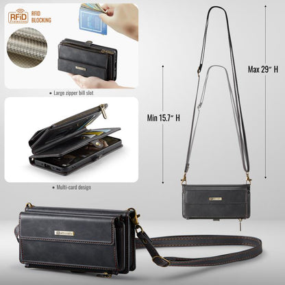 For Samsung Galaxy A55 5G CaseMe C39 RFID Blocking Zipper Wallet Leather Phone Case with Crossbody Strap(Black) - Galaxy Phone Cases by CaseMe | Online Shopping UK | buy2fix