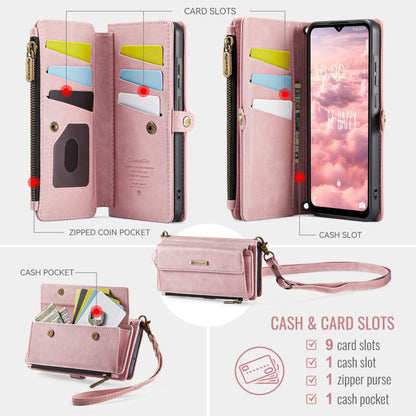 For Samsung Galaxy A55 5G CaseMe C39 RFID Blocking Zipper Wallet Leather Phone Case with Crossbody Strap(Pink) - Galaxy Phone Cases by CaseMe | Online Shopping UK | buy2fix