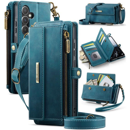 For Samsung Galaxy A55 5G CaseMe C39 RFID Blocking Zipper Wallet Leather Phone Case with Crossbody Strap(Green) - Galaxy Phone Cases by CaseMe | Online Shopping UK | buy2fix