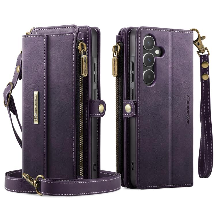 For Samsung Galaxy A55 5G CaseMe C39 RFID Blocking Zipper Wallet Leather Phone Case with Crossbody Strap(Purple) - Galaxy Phone Cases by CaseMe | Online Shopping UK | buy2fix