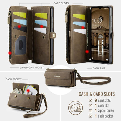 For Samsung Galaxy A56 5G CaseMe C39 RFID Blocking Zipper Wallet Leather Phone Case with Crossbody Strap(Coffee) - Galaxy Phone Cases by CaseMe | Online Shopping UK | buy2fix