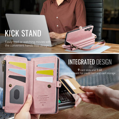 For Samsung Galaxy A56 5G CaseMe C39 RFID Blocking Zipper Wallet Leather Phone Case with Crossbody Strap(Pink) - Galaxy Phone Cases by CaseMe | Online Shopping UK | buy2fix