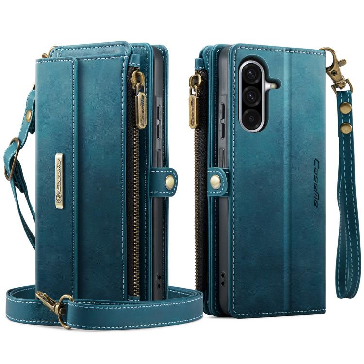 For Samsung Galaxy A56 5G CaseMe C39 RFID Blocking Zipper Wallet Leather Phone Case with Crossbody Strap(Green) - Galaxy Phone Cases by CaseMe | Online Shopping UK | buy2fix