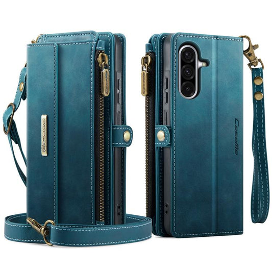 For Samsung Galaxy A56 5G CaseMe C39 RFID Blocking Zipper Wallet Leather Phone Case with Crossbody Strap(Green) - Galaxy Phone Cases by CaseMe | Online Shopping UK | buy2fix