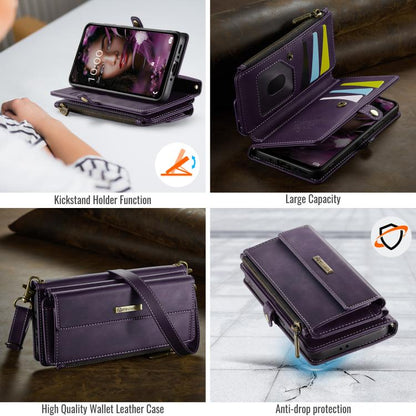 For Samsung Galaxy A56 5G CaseMe C39 RFID Blocking Zipper Wallet Leather Phone Case with Crossbody Strap(Purple) - Galaxy Phone Cases by CaseMe | Online Shopping UK | buy2fix
