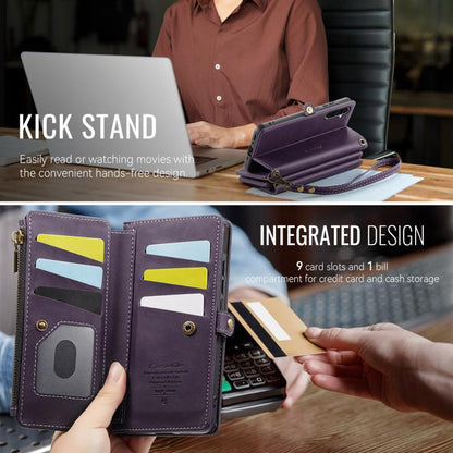 For Samsung Galaxy A56 5G CaseMe C39 RFID Blocking Zipper Wallet Leather Phone Case with Crossbody Strap(Purple) - Galaxy Phone Cases by CaseMe | Online Shopping UK | buy2fix