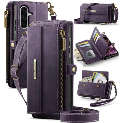 For Samsung Galaxy A56 5G CaseMe C39 RFID Blocking Zipper Wallet Leather Phone Case with Crossbody Strap(Purple) - Galaxy Phone Cases by CaseMe | Online Shopping UK | buy2fix