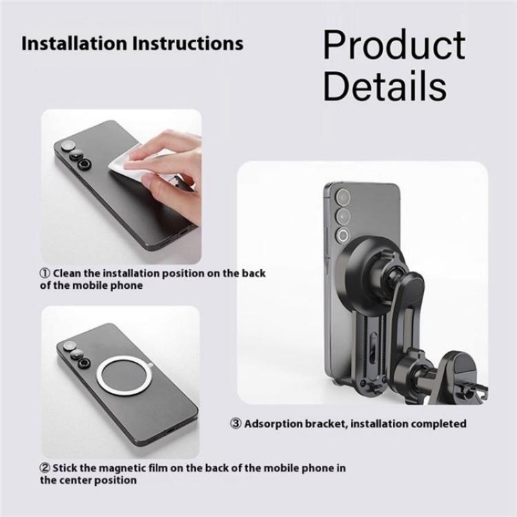 V004 Adjustable Angle Cellphone Bracket Compatible MagSafe Car Phone Holder Air Vent Mount - Universal Car Holders by buy2fix | Online Shopping UK | buy2fix