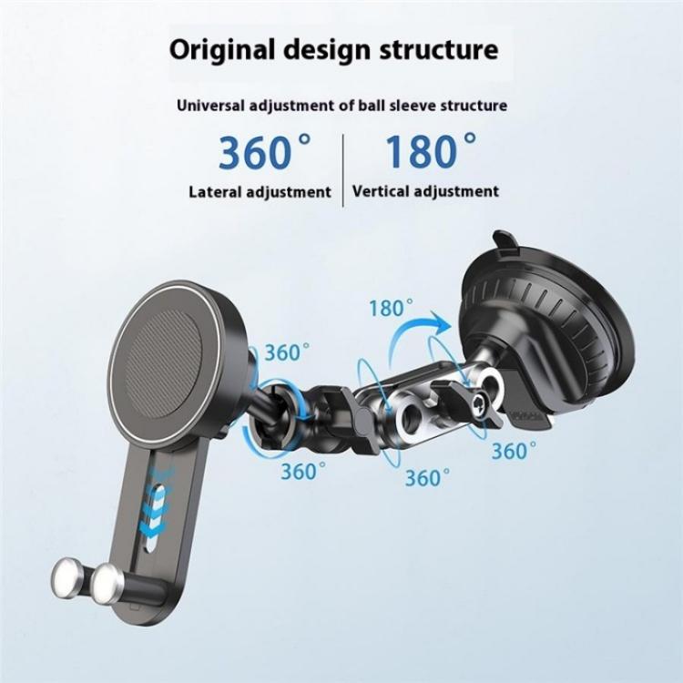 XWJ037 Suction Cup Base Long Arm Cellphone Bracket Short Type MagSafe Car Phone Holder - Universal Car Holders by buy2fix | Online Shopping UK | buy2fix