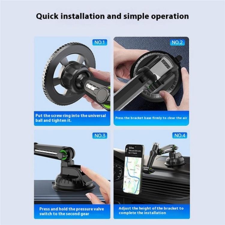 XWJ-JX04 Dashboard Windshield Magnetic Car Mount Suction Cup Base Long Arm Holder(Gear Type) - Universal Car Holders by buy2fix | Online Shopping UK | buy2fix