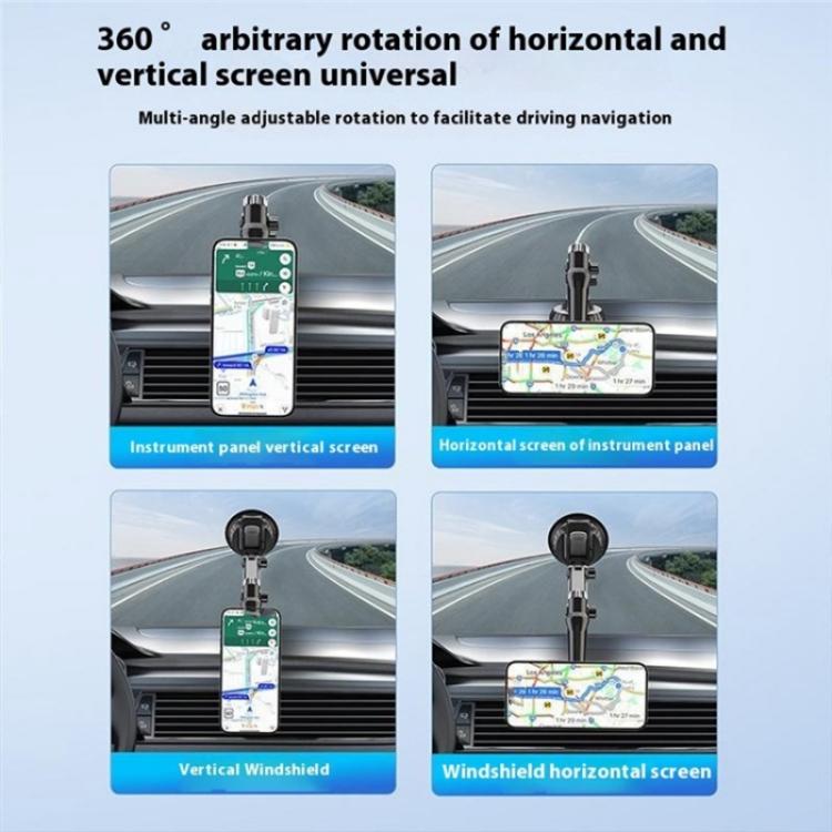 XWJ-JX04 Dashboard Windshield Magnetic Car Mount Suction Cup Base Long Arm Holder(Gear Type) - Universal Car Holders by buy2fix | Online Shopping UK | buy2fix