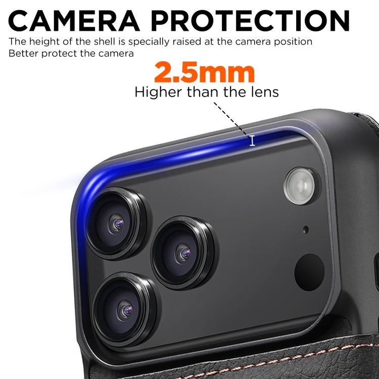 For iPhone 17 Pro Max Suteni Q05 2-in-1 Multi-function MagSafe Wallet Litchi Leather Phone Case(Black) - iPhone 17 Pro Max Cases by Suteni | Online Shopping UK | buy2fix