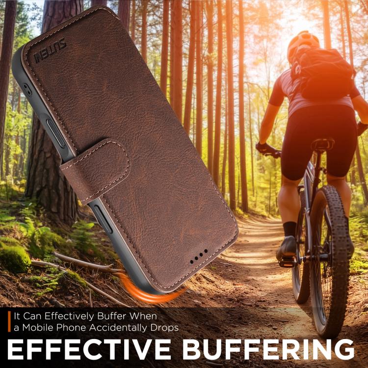 For iPhone 17 Pro Suteni Q05 2-in-1 Multi-function MagSafe Wallet Litchi Leather Phone Case(Brown) - iPhone 16 Pro Max Cases by Suteni | Online Shopping UK | buy2fix