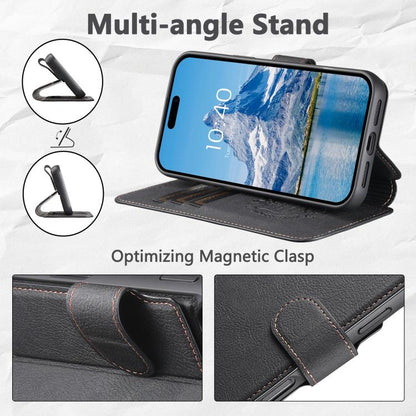 For iPhone 17 Suteni Q05 2-in-1 Multi-function MagSafe Wallet Litchi Leather Phone Case(Black) - iPhone 17 Cases by Suteni | Online Shopping UK | buy2fix