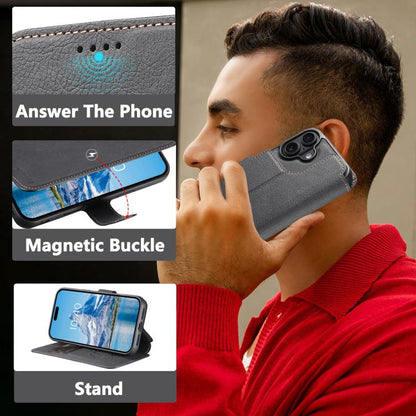 For iPhone 17 Suteni Q05 2-in-1 Multi-function MagSafe Wallet Litchi Leather Phone Case(Black) - iPhone 17 Cases by Suteni | Online Shopping UK | buy2fix