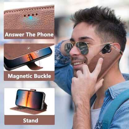 For iPhone 17 Suteni Q05 2-in-1 Multi-function MagSafe Wallet Litchi Leather Phone Case(Brown) - iPhone 17 Cases by Suteni | Online Shopping UK | buy2fix