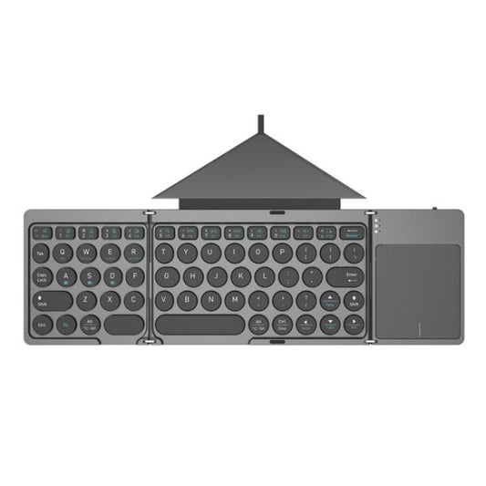 KF86 MAX Foldable Wireless Bluetooth-Compatible Keyboard With Touchpad + Leather Case - Wireless Keyboard by buy2fix | Online Shopping UK | buy2fix