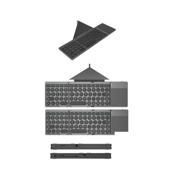 KF86 MAX Foldable Wireless Bluetooth-Compatible Keyboard With Touchpad + Leather Case - Wireless Keyboard by buy2fix | Online Shopping UK | buy2fix