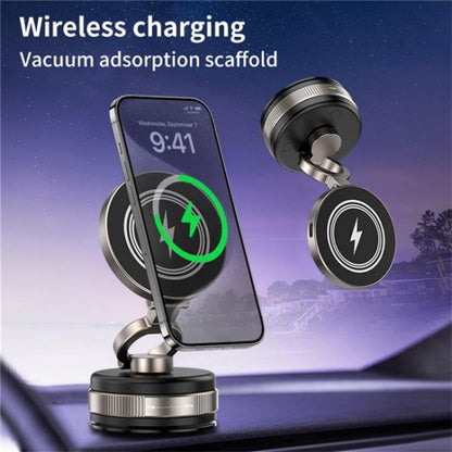 D1W Wireless Charger Magnetic Car Phone Holder Foldable Vacuum Suction Phone Mount Stand - Wireless Charger Holders by buy2fix | Online Shopping UK | buy2fix