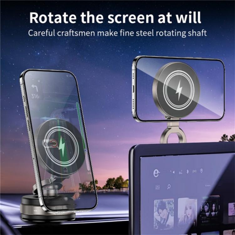 D1W Wireless Charger Magnetic Car Phone Holder Foldable Vacuum Suction Phone Mount Stand - Wireless Charger Holders by buy2fix | Online Shopping UK | buy2fix