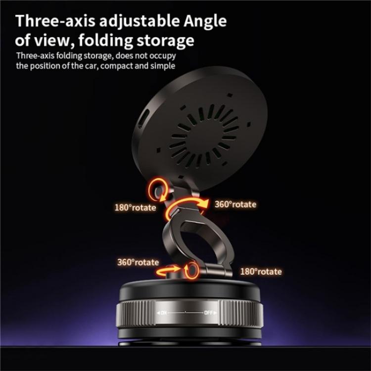 D1W Wireless Charger Magnetic Car Phone Holder Foldable Vacuum Suction Phone Mount Stand - Wireless Charger Holders by buy2fix | Online Shopping UK | buy2fix