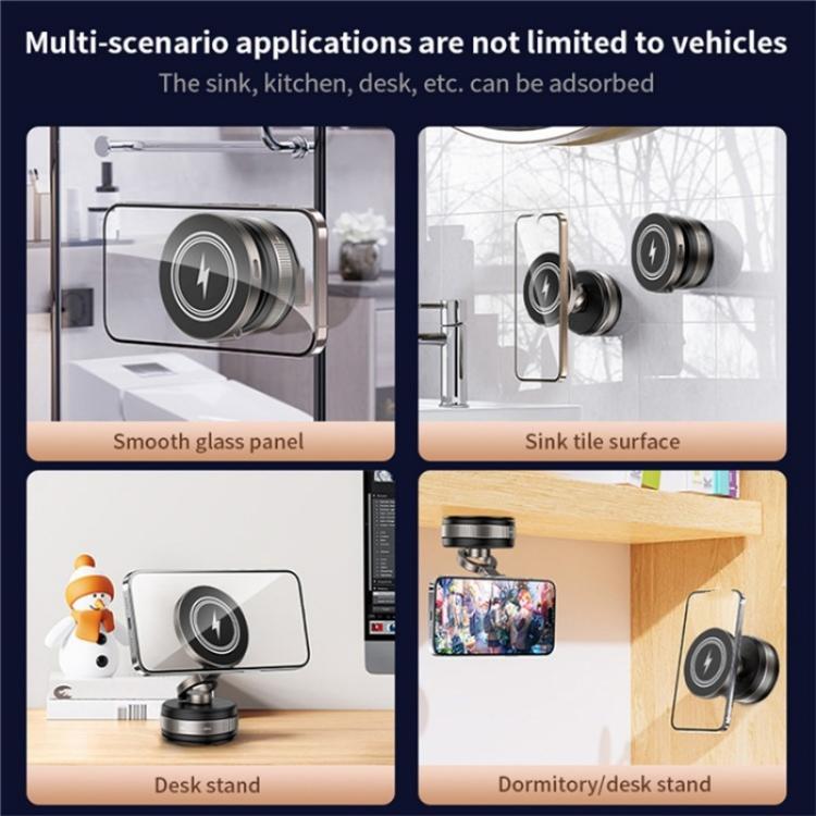 D1W Wireless Charger Magnetic Car Phone Holder Foldable Vacuum Suction Phone Mount Stand - Wireless Charger Holders by buy2fix | Online Shopping UK | buy2fix