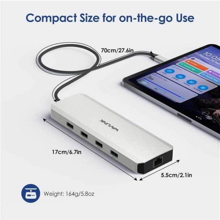 WAVLINK UMD309 Dual HD PD100W 10Gbps USB-A USB-C Docking Station 10 in 1 HUB - USB HUB by WAVLINK | Online Shopping UK | buy2fix