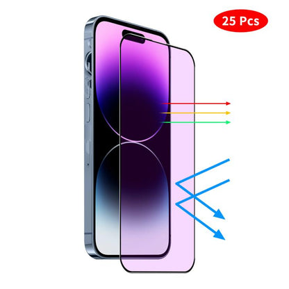 For iPhone 16 JUNSUNMAY 25pcs Anti-Blue Light Silk Print HD Tempered Glass Film - iPhone 16 Tempered Glass by JUNSUNMAY | Online Shopping UK | buy2fix