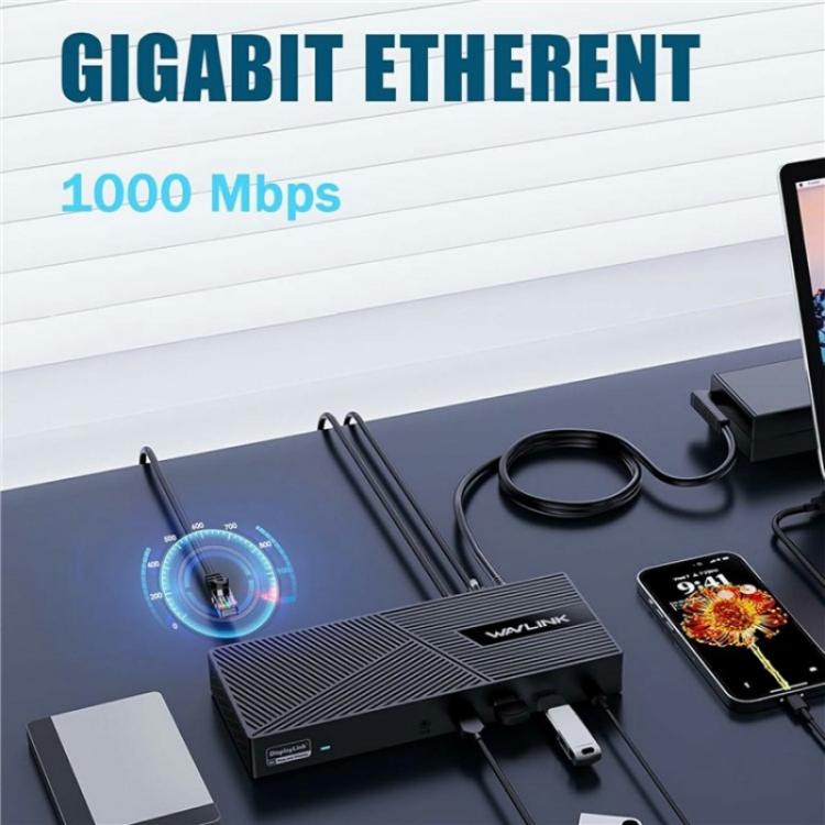 WAVLINK UG63PD25 15 in 1 DisplayLink Docking Station Support Triple Display 130W Power-in(UK Plug) -  by WAVLINK | Online Shopping UK | buy2fix