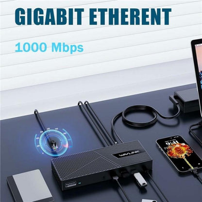 WAVLINK UG63PD25 15 in 1 DisplayLink Docking Station Support Triple Display 130W Power-in(AU Plug) -  by WAVLINK | Online Shopping UK | buy2fix