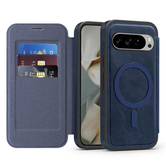 For Google Pixel 10 Linton MagSafe Leather Phone Case(Blue) - Google Cases by buy2fix | Online Shopping UK | buy2fix