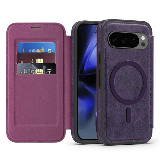 For Google Pixel 10 Pro Linton MagSafe Leather Phone Case(Purple) - Google Cases by buy2fix | Online Shopping UK | buy2fix