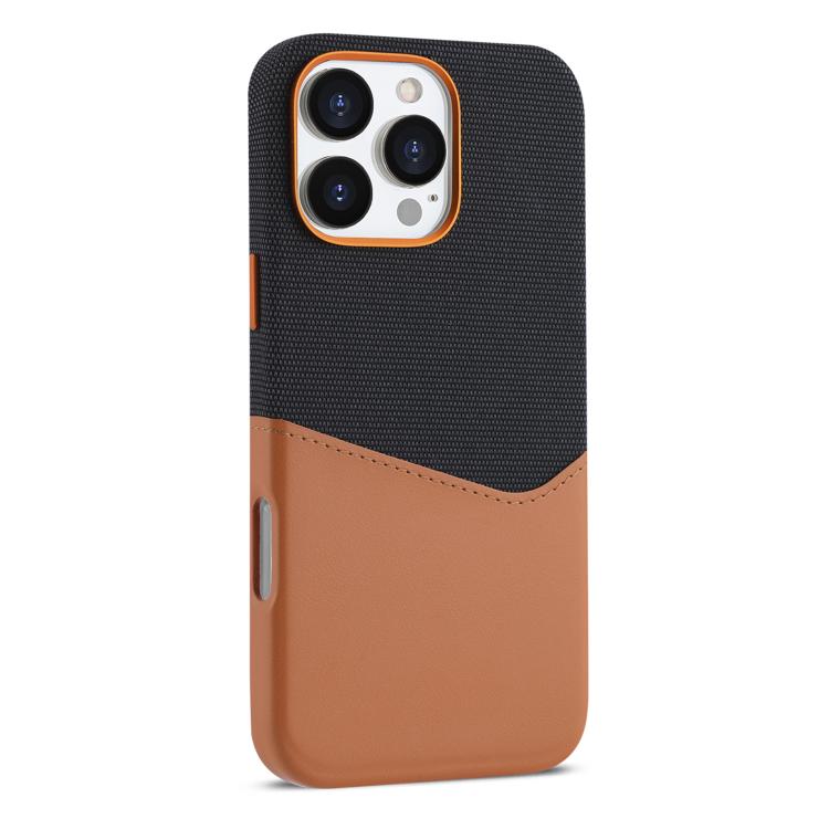 For iPhone 16 Pro Max Kalebol Cloth Textue Stitching Card Slot Magnetic Phone Case(Brown) - iPhone 16 Pro Max Cases by Kalebol | Online Shopping UK | buy2fix