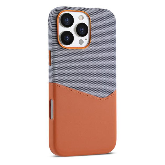 For iPhone 16 Pro Max Kalebol Cloth Textue Stitching Card Slot Magnetic Phone Case(Orange) - iPhone 16 Pro Max Cases by Kalebol | Online Shopping UK | buy2fix