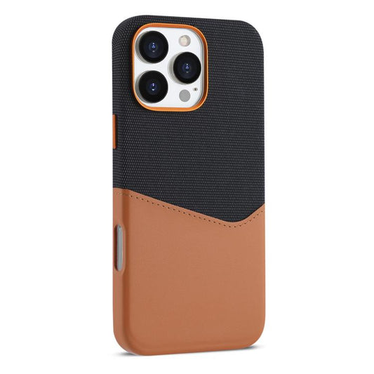 For iPhone 16 Pro Kalebol Cloth Textue Stitching Card Slot Magnetic Phone Case(Brown) - iPhone 16 Pro Cases by Kalebol | Online Shopping UK | buy2fix