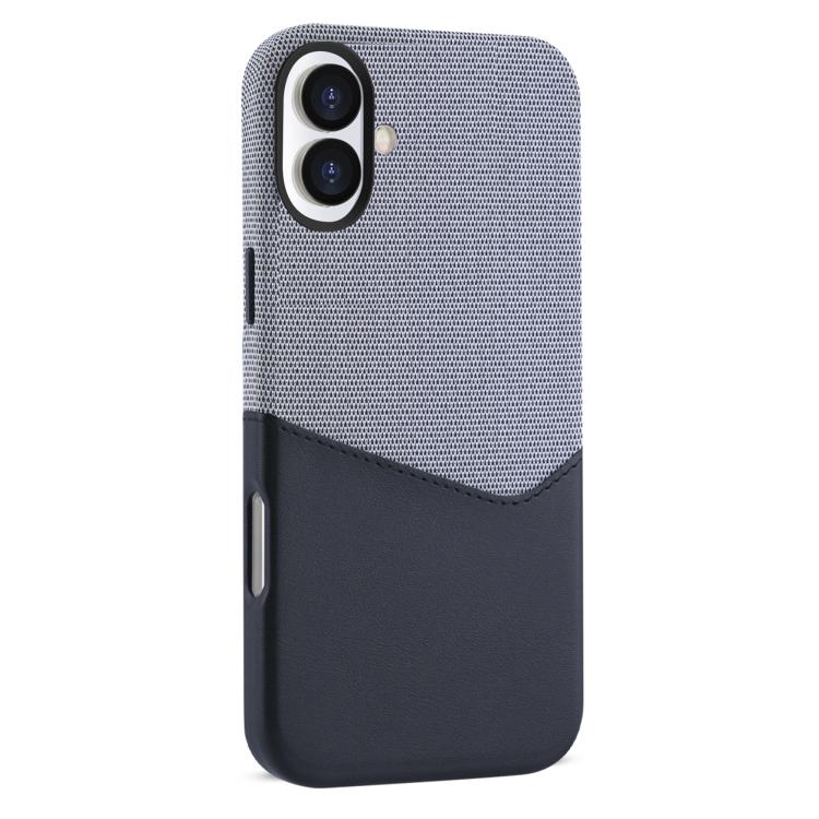 For iPhone 16 Kalebol Cloth Textue Stitching Card Slot Magnetic Phone Case(Black) - iPhone 16 Cases by Kalebol | Online Shopping UK | buy2fix