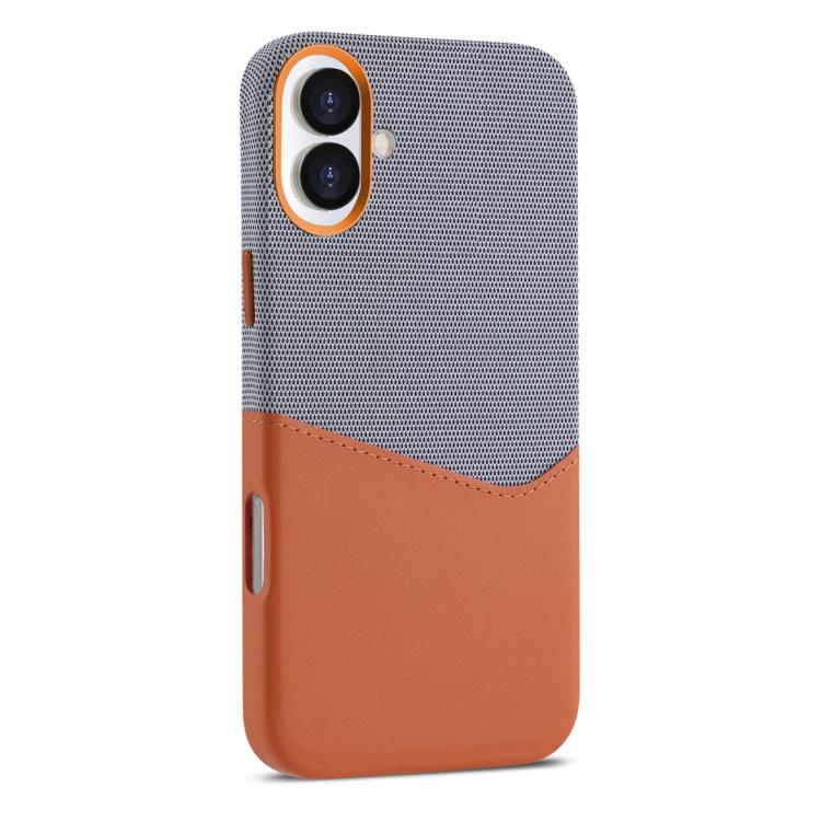 For iPhone 16 Kalebol Cloth Textue Stitching Card Slot Magnetic Phone Case(Orange) - iPhone 16 Cases by Kalebol | Online Shopping UK | buy2fix