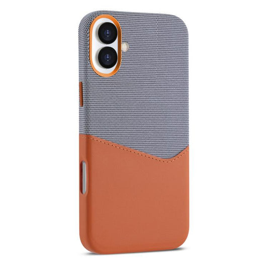 For iPhone 16 Kalebol Cloth Textue Stitching Card Slot Magnetic Phone Case(Orange) - iPhone 16 Cases by Kalebol | Online Shopping UK | buy2fix