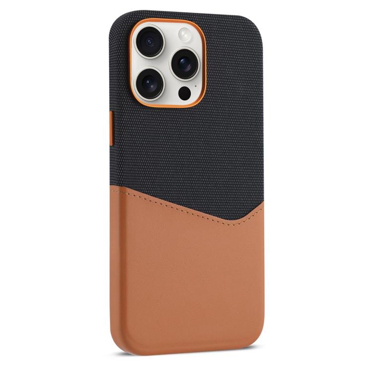 For iPhone 15 Pro Kalebol Cloth Textue Stitching Card Slot Magnetic Phone Case(Brown) - iPhone 15 Pro Cases by Kalebol | Online Shopping UK | buy2fix