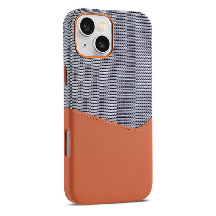 For iPhone 15 Kalebol Cloth Textue Stitching Card Slot Magnetic Phone Case(Orange) - iPhone 15 Cases by Kalebol | Online Shopping UK | buy2fix