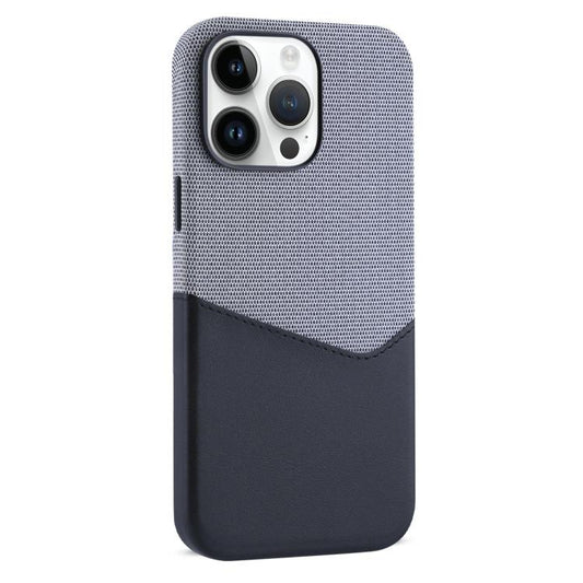 For iPhone 14 Pro Kalebol Cloth Textue Stitching Card Slot Magnetic Phone Case(Black) - iPhone 14 Pro Cases by Kalebol | Online Shopping UK | buy2fix