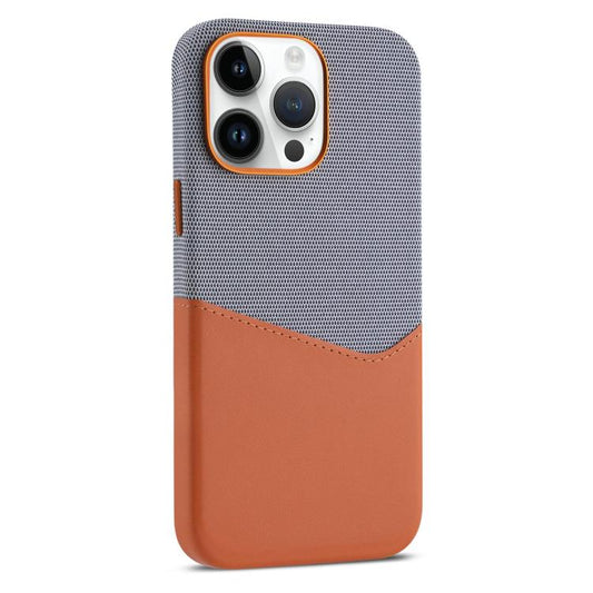 For iPhone 14 Pro Max Kalebol Cloth Textue Stitching Card Slot Magnetic Phone Case(Orange) - iPhone 14 Pro Max Cases by Kalebol | Online Shopping UK | buy2fix
