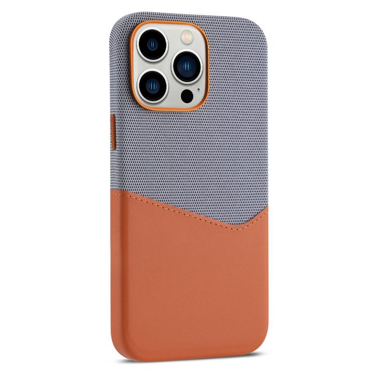 For iPhone 12 Pro Max Kalebol Cloth Textue Stitching Card Slot Magnetic Phone Case(Orange) - iPhone 12 Pro Max Cases by Kalebol | Online Shopping UK | buy2fix
