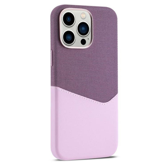 For iPhone 12 Pro Kalebol Cloth Textue Stitching Card Slot Magnetic Phone Case(Pink)